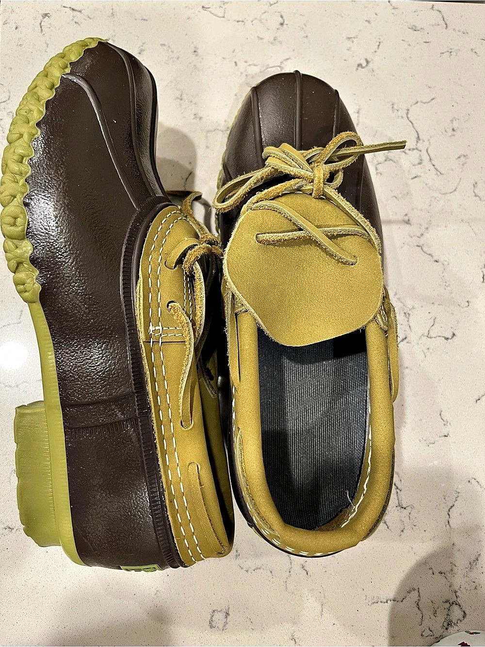 Sz L.L.Bean Bean Boots Rubber Moc Green Moss/Bean Boot Brown/Green Moss 7 Women